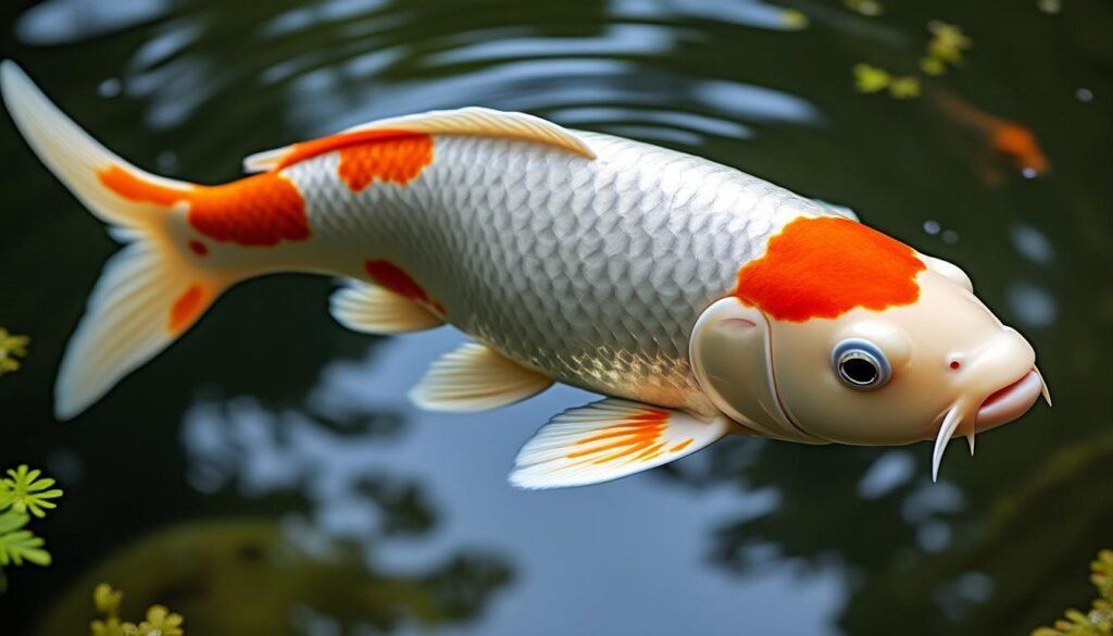 découvrez la carpe koï kohaku, une variété traditionnelle japonaise appréciée pour ses couleurs éclatantes blanc et rouge, symbole de chance et de sérénité dans votre jardin aquatique.